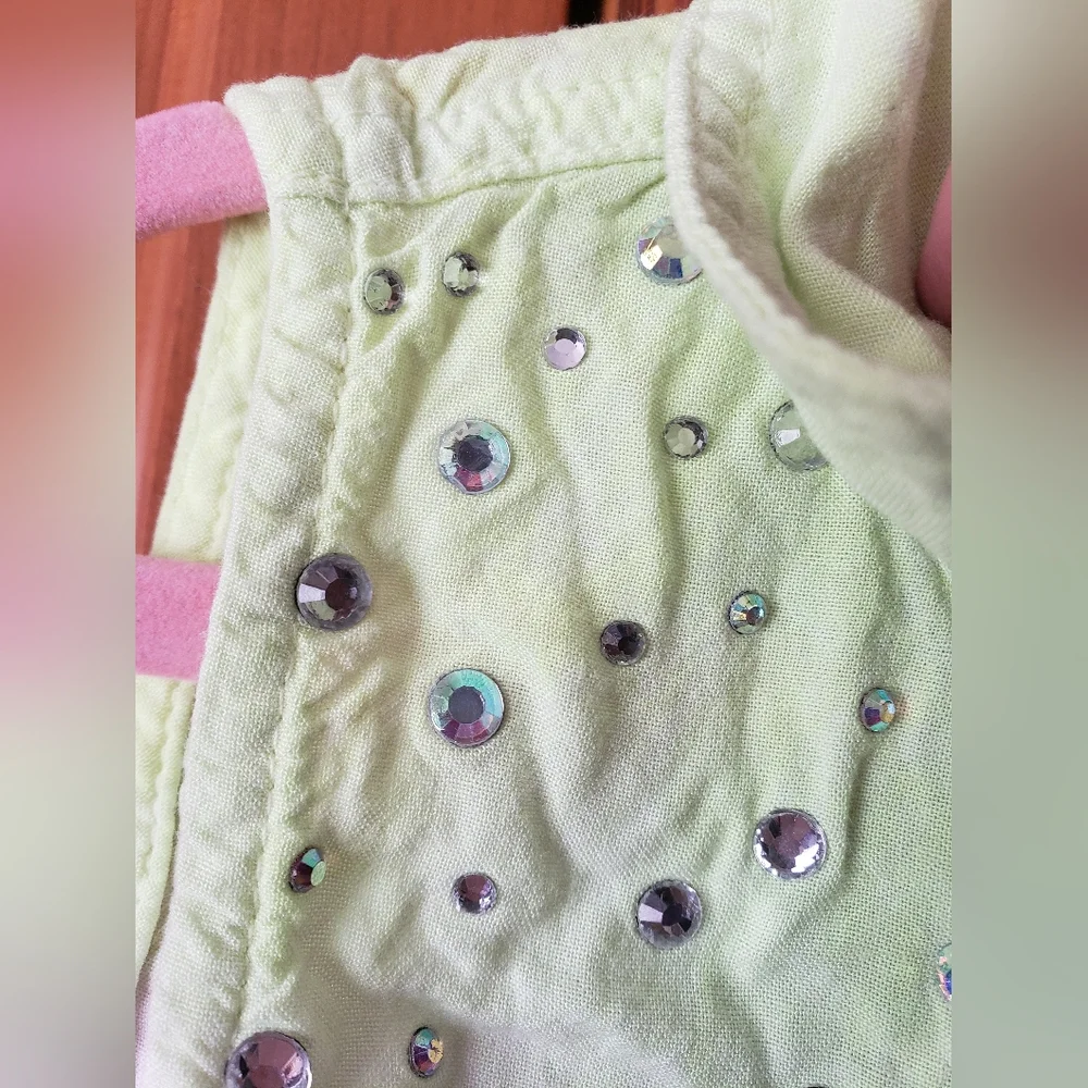 Justice Sleeveless Ombre Tie Dye Button-Up Shirt - Green, White, Blue 10